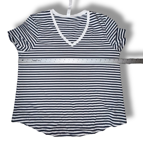 LULULEMON Love V-Neck - 14 Narrow Bold Stripe Club Blue/White - Picture 7 of 12